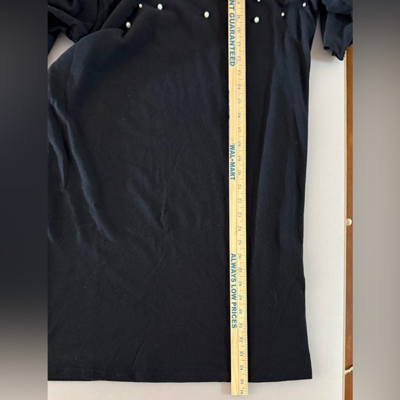 NWT Hem & Thread Black Cold Shoulder Pearl-Studded Dress - Picture 7 of 8